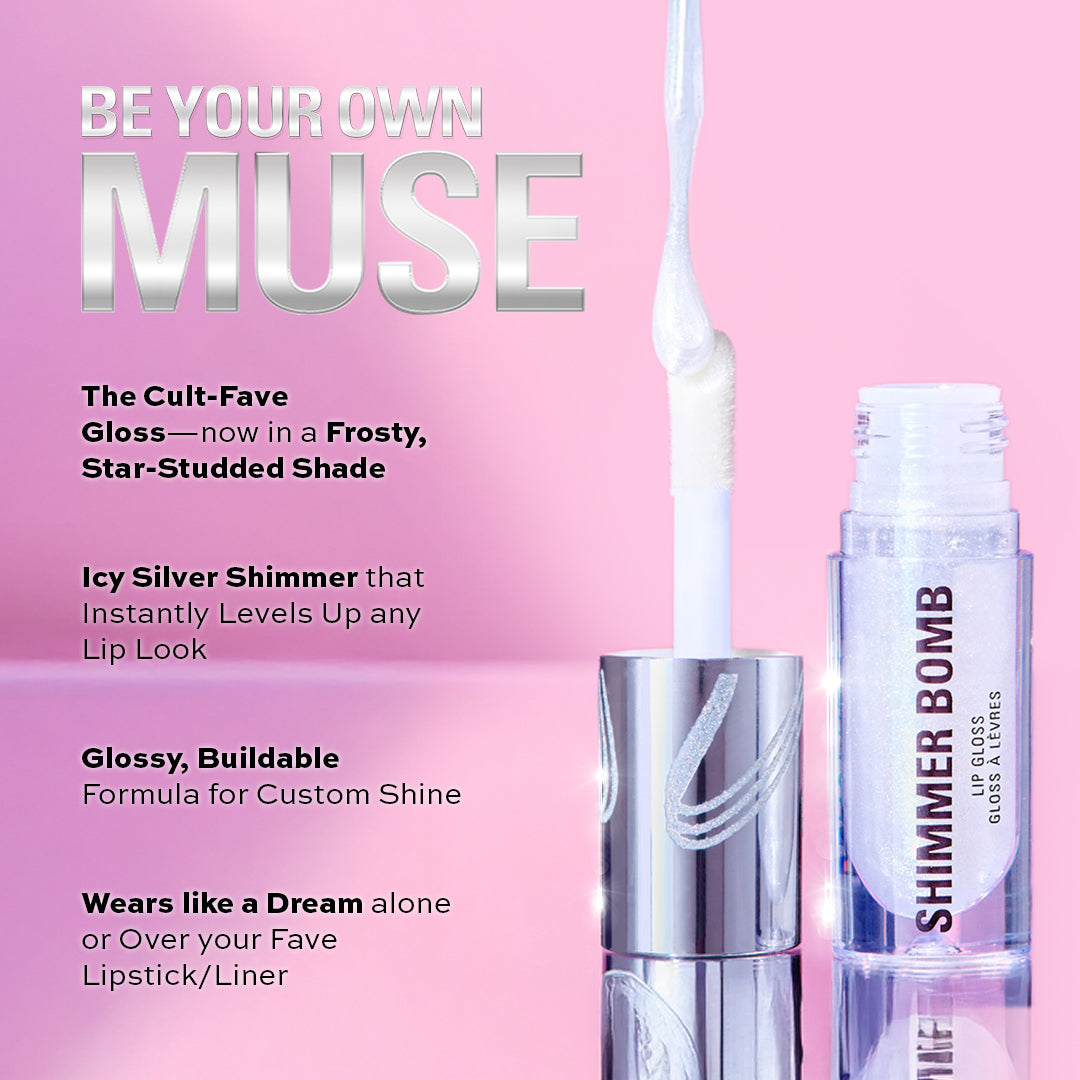 Revolution Metallic Muse Shimmer Bomb Lip Gloss Frosted Muse