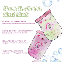 I Heart Revolution Bubble Tea Matcha Tea Bubble Sheet Mask Group-Strawberry Pink