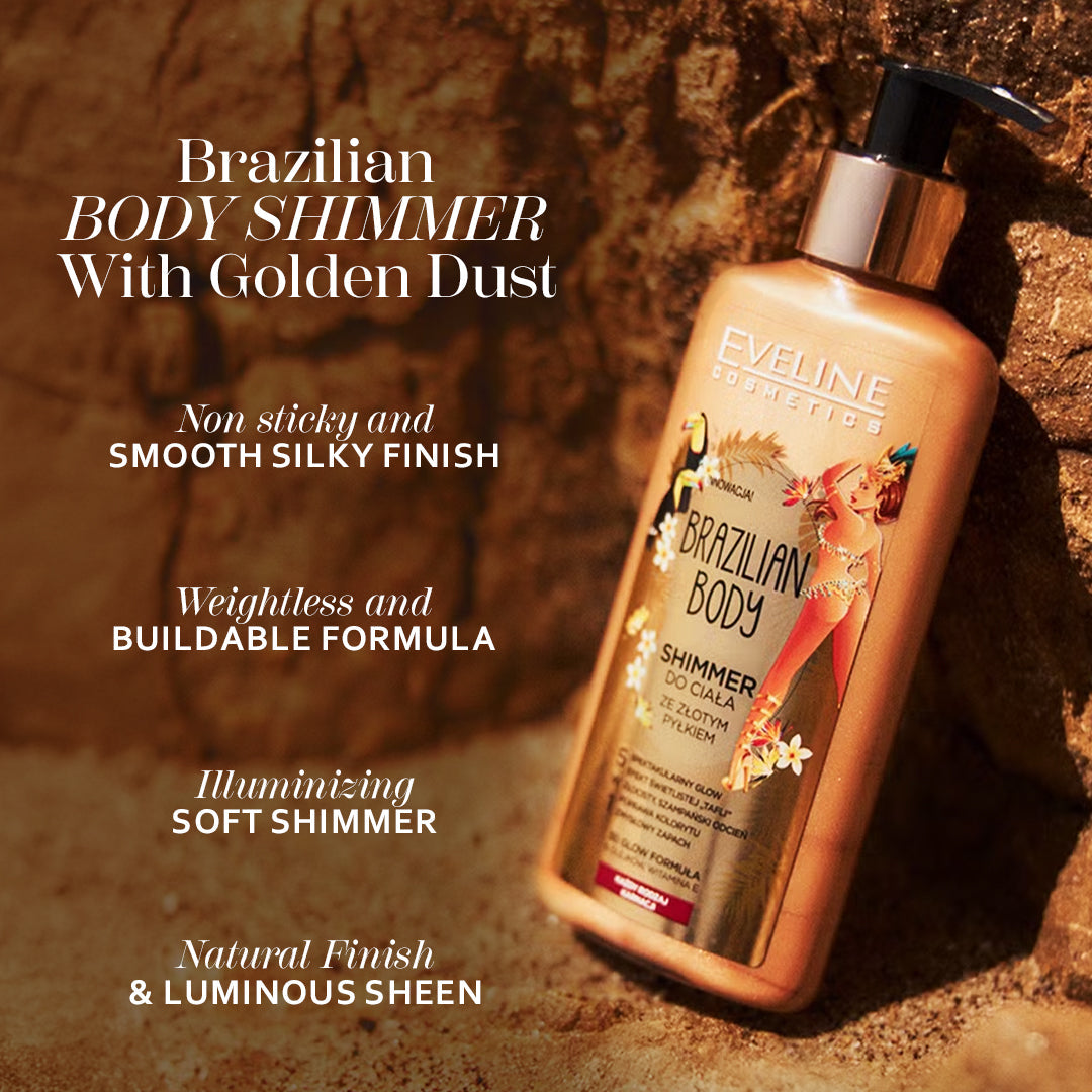 Eveline Cosmetics Brazilian Body Shimmer With Golden Dust 150 ml Eveline Cosmetics Brazilian Body Shimmer With Golden Dust 150 ml