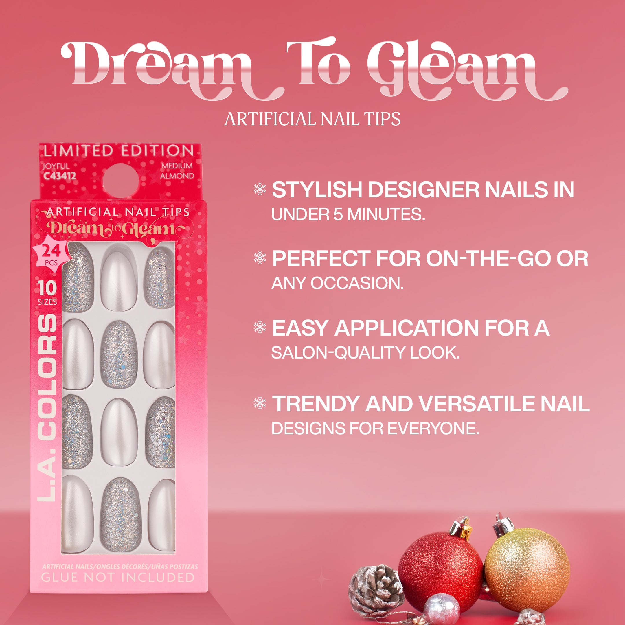 L.A. Colors 24 Pcs Artificial Nails On! Stocking Stuffer L.A. Colors 24 Pcs Artificial Nails On! Stocking Stuffer