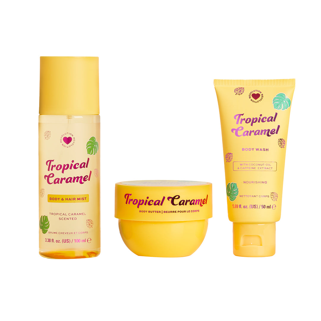 I Heart Revolution Bath & Body Gift Set Trio – Tropical Caramel & Blossom Bloom