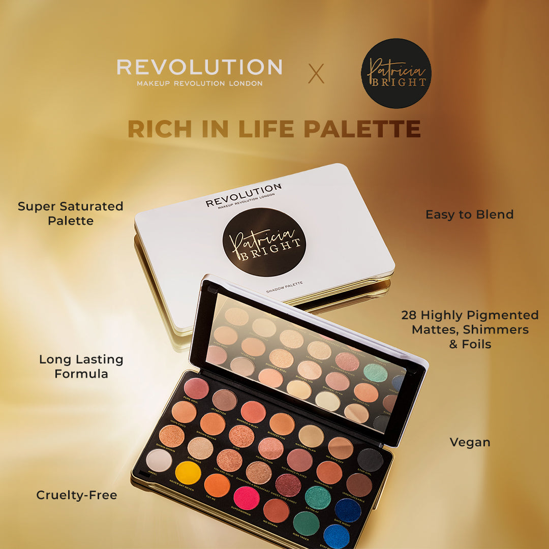 HOK Makeup Makeup Revolution X Patricia Rich In Life Palette Makeup Revolution 929A ag Eyes Eyeshadow High Risk Makeup Makeup revolution