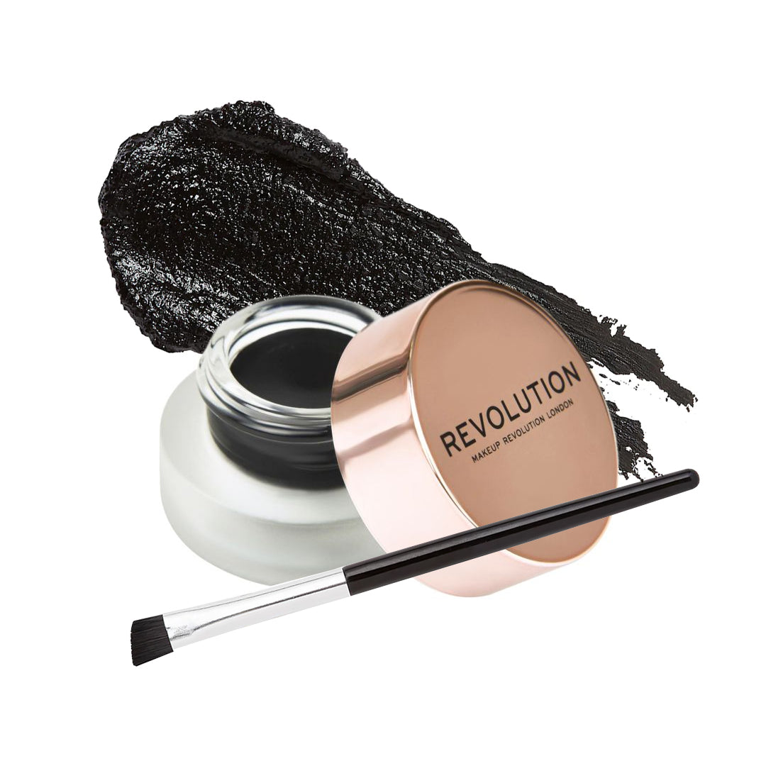 Makeup Revolution Gel Eyeliner Pot With Brush - Black