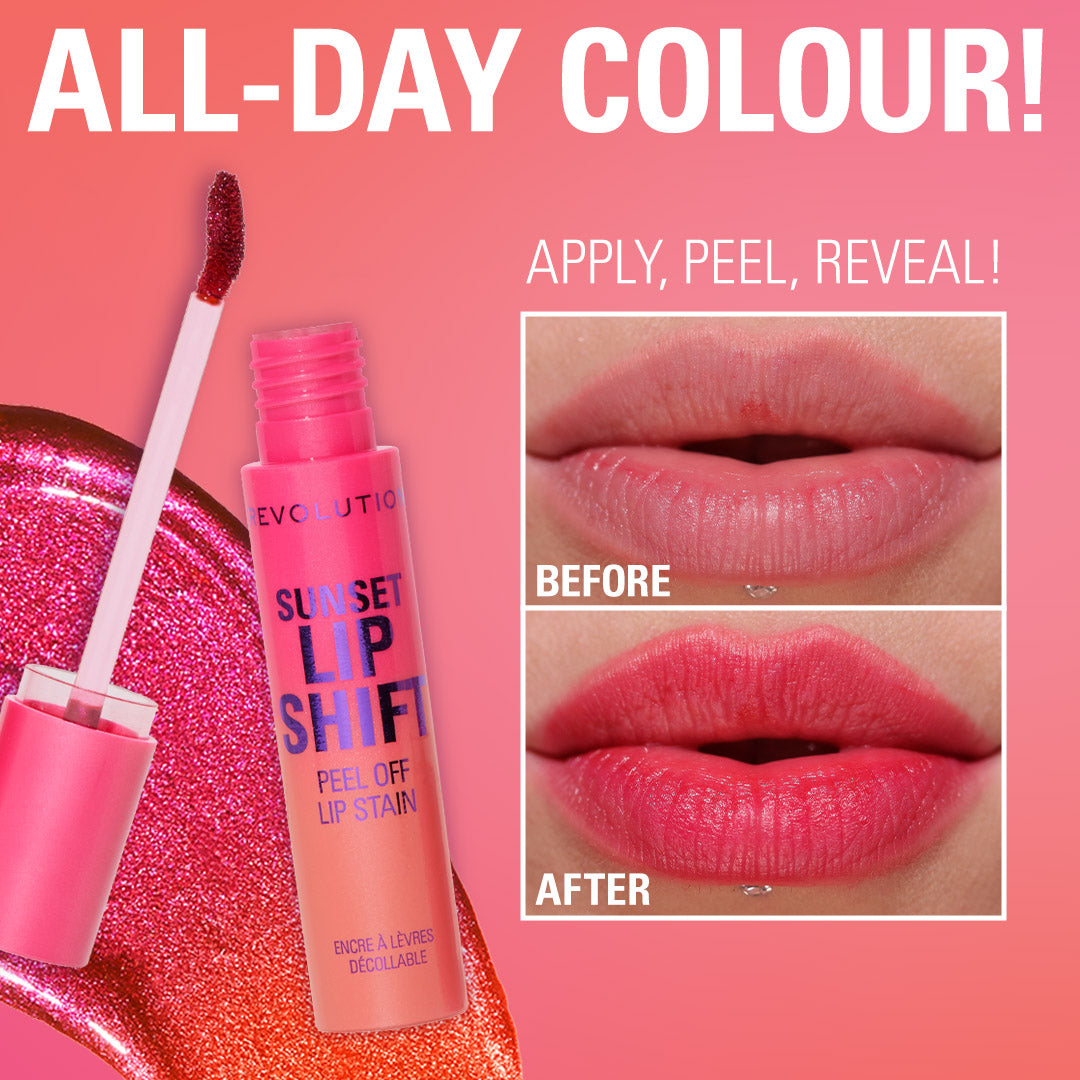 Revolution Sunset Lip Shift Peel Off Lip Stain Flushed Pink