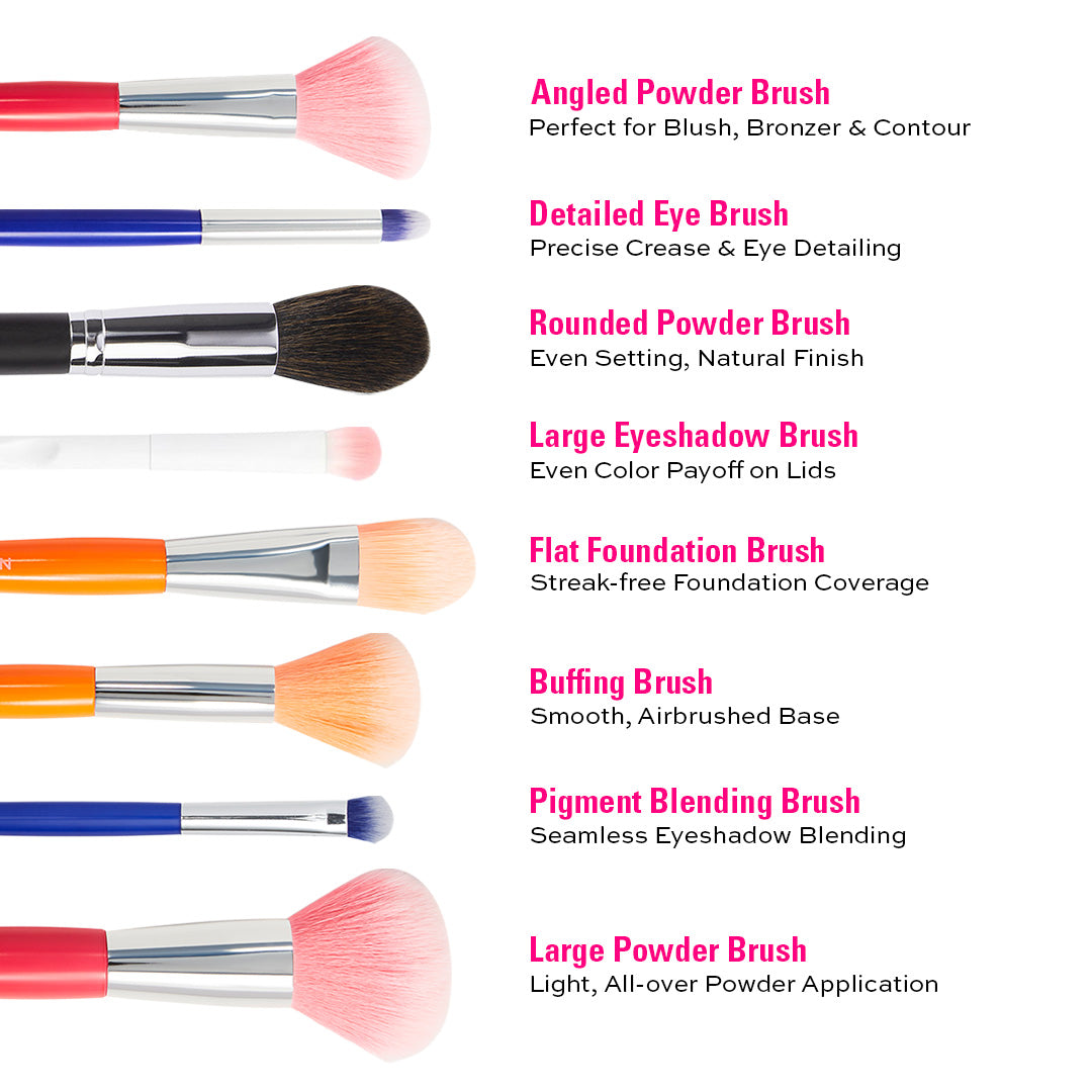 Complete Face & Eye Makeup Brush Combo – 8 Brushes