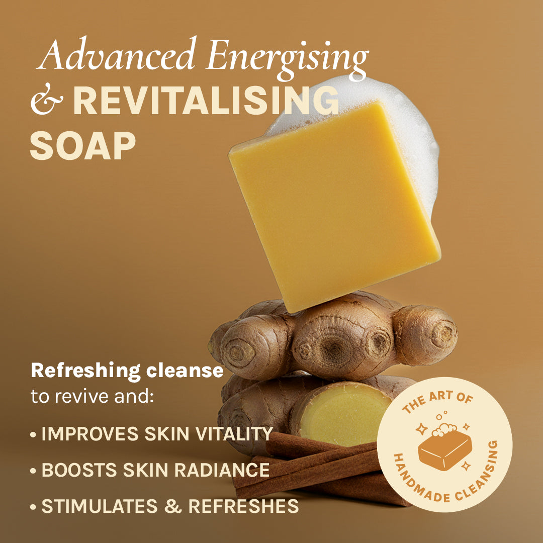 Organic Works Natural Energising Ginger & Cinnamon Soap for Normal to Oily Skin