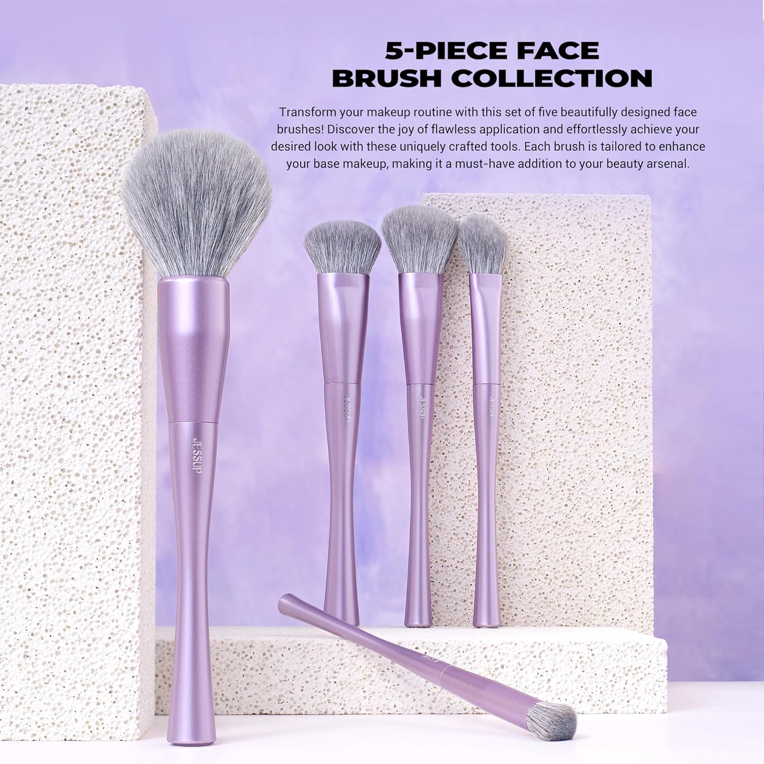 Jessup Makeup Luxury Purple Makeup Brush Set of 14pcs
