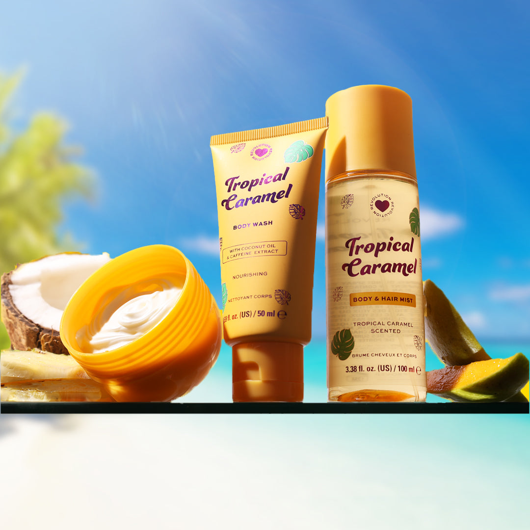 I Heart Revolution Bath & Body Gift Set Trio – Tropical Caramel & Blossom Bloom