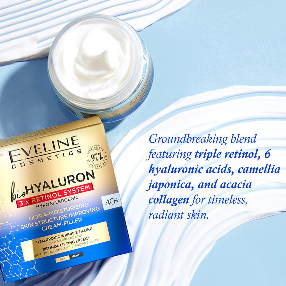 Eveline Cosmetics Bio Hyaluron 3X Retinol System Ultra-moisturizing Skin Structure Improving Cream 40+ 50ml