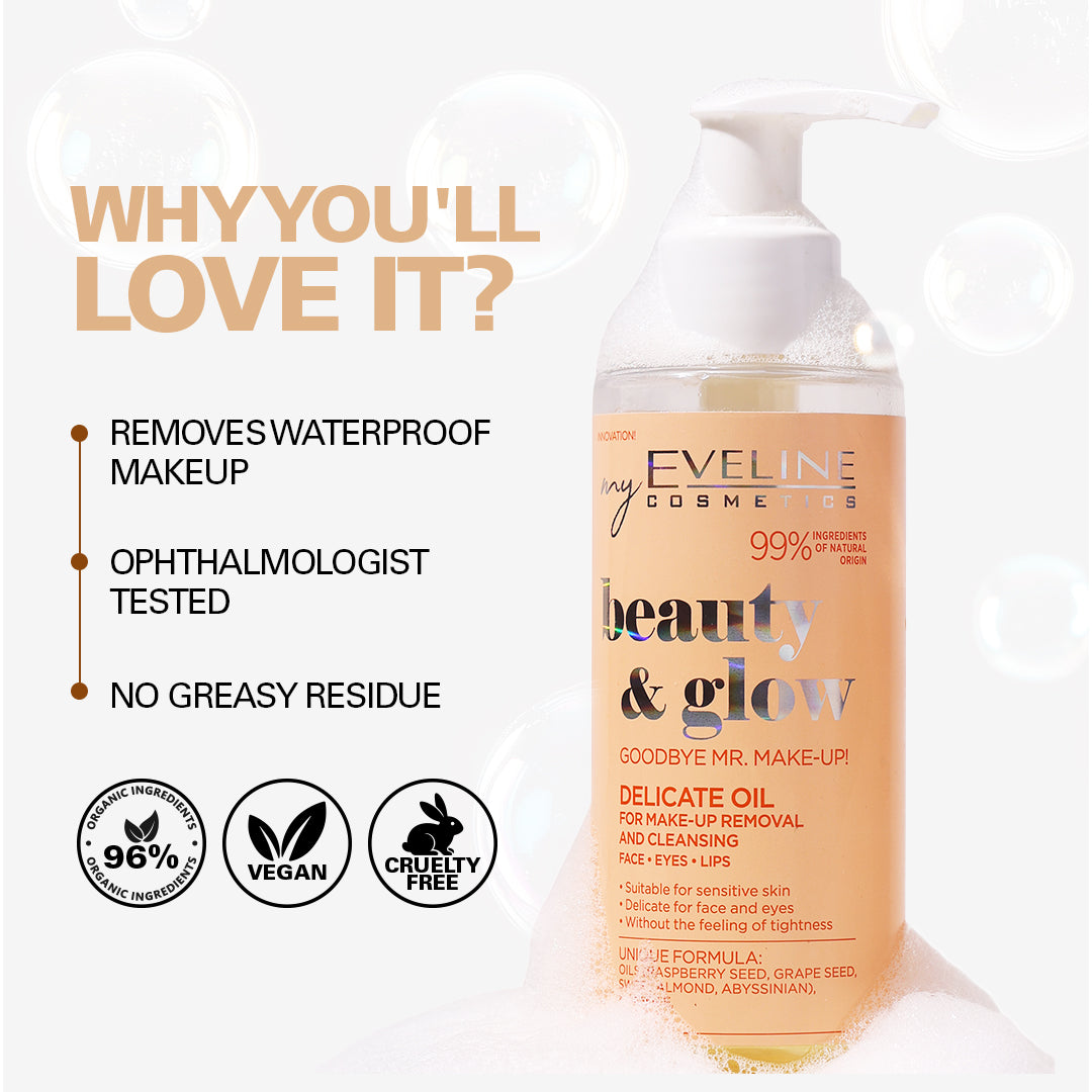 Eveline Cosmetics Beauty & Glow Delicate Make-Up Removing And Cleansing Oil 145 ml