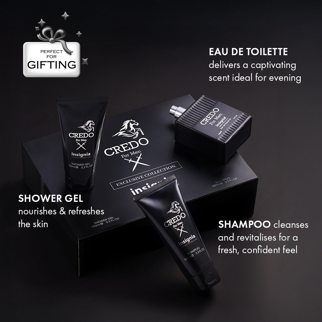 Credo For Men Exclusive Collection 3-Piece Gift Set –  Eau De Toilette, Shower Gel & Shampoo 100ml Each