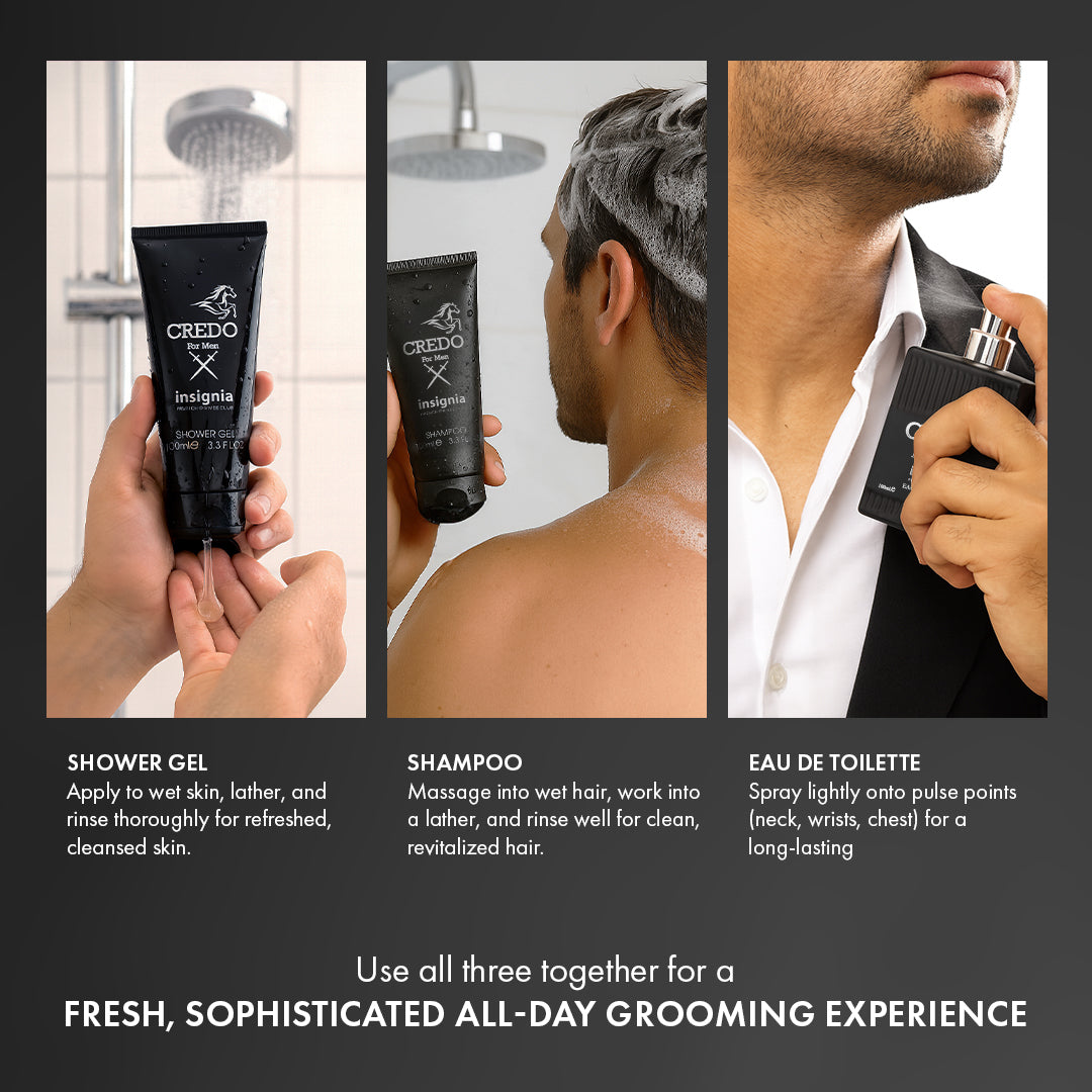 Credo For Men Exclusive Collection 3-Piece Gift Set –  Eau De Toilette, Shower Gel & Shampoo 100ml Each
