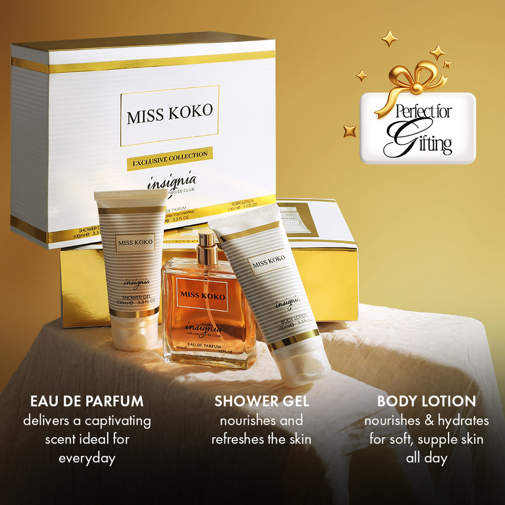 Insignia Miss Koko 3-Piece Gift Set â€“ Eau De Parfum + Shower Gel + Body Lotion 100ml Each