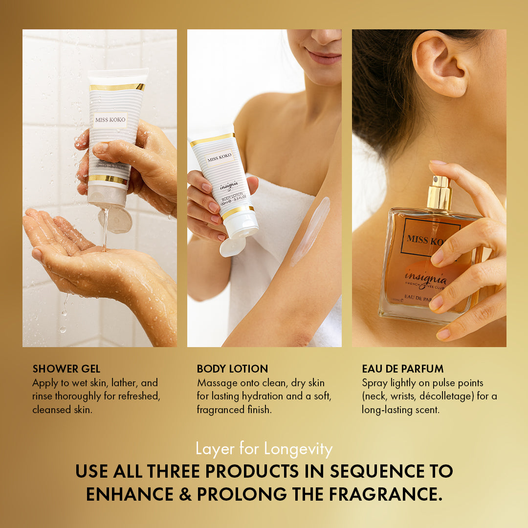 Insignia Miss Koko 3-Piece Gift Set – Eau De Parfum + Shower Gel + Body Lotion 100ml Each