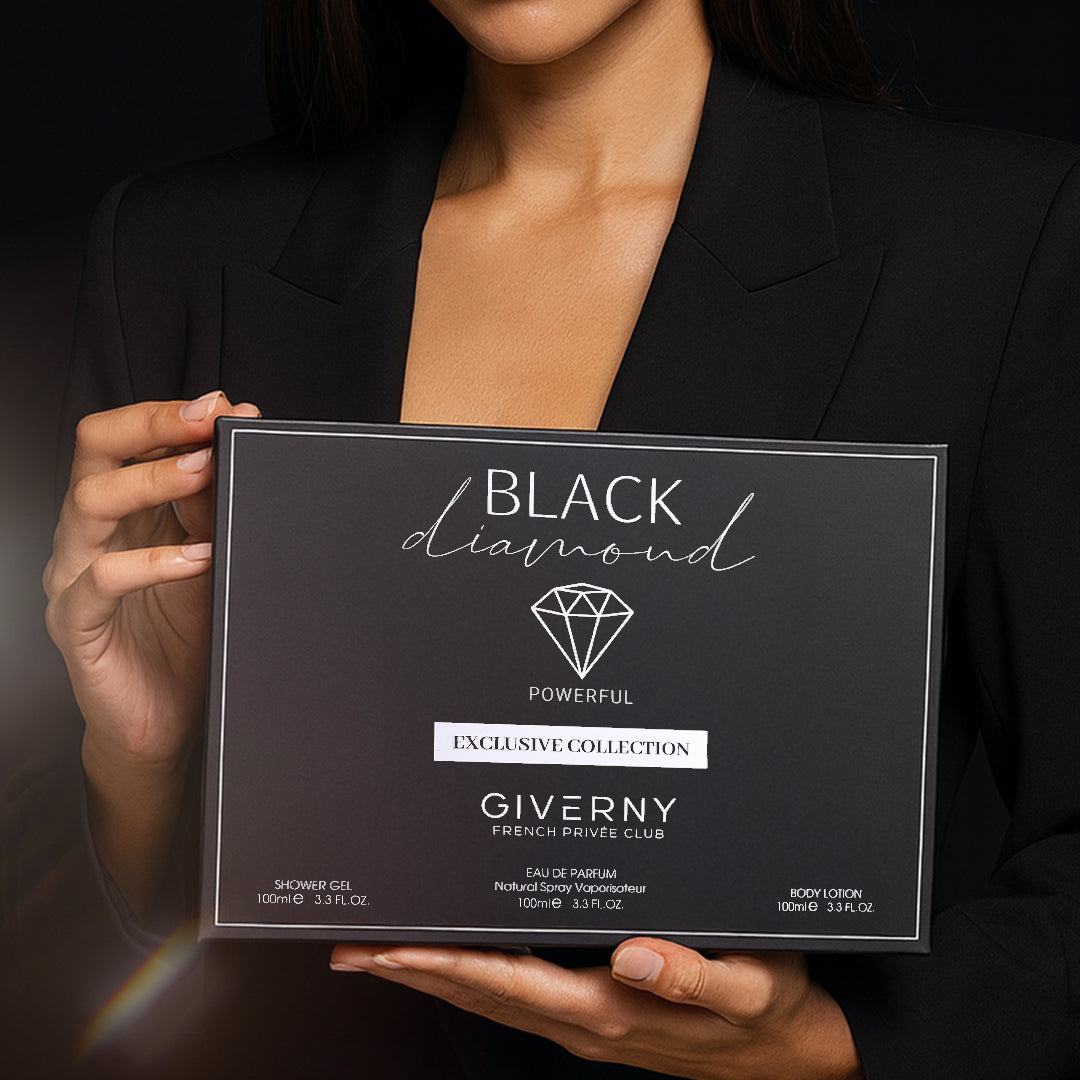 Black Diamond Gift Set – 3 Pcs | Eau De Parfum, Body Lotion & Shower Gel - 100 ml Each