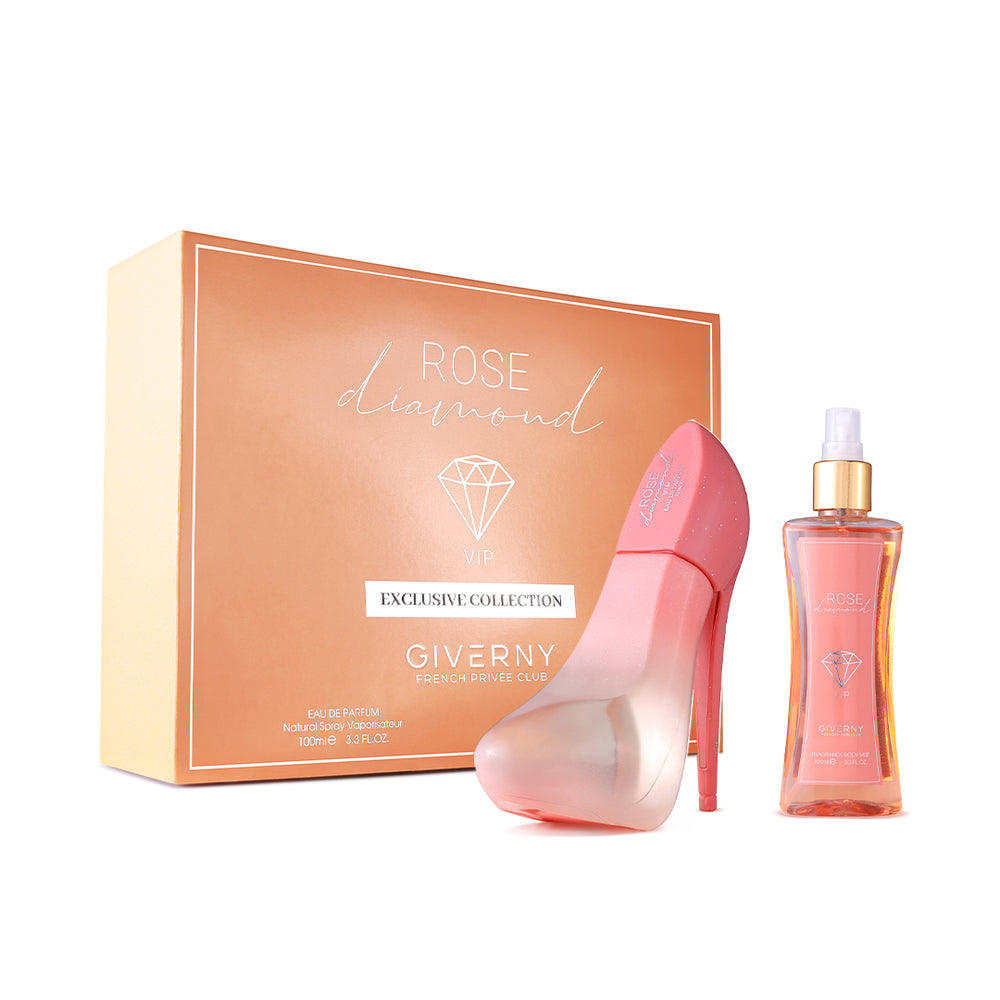 Rose Diamond Gift Set – 2 Pcs | Eau De Parfum 100ml & Body Mist - 100 ml
