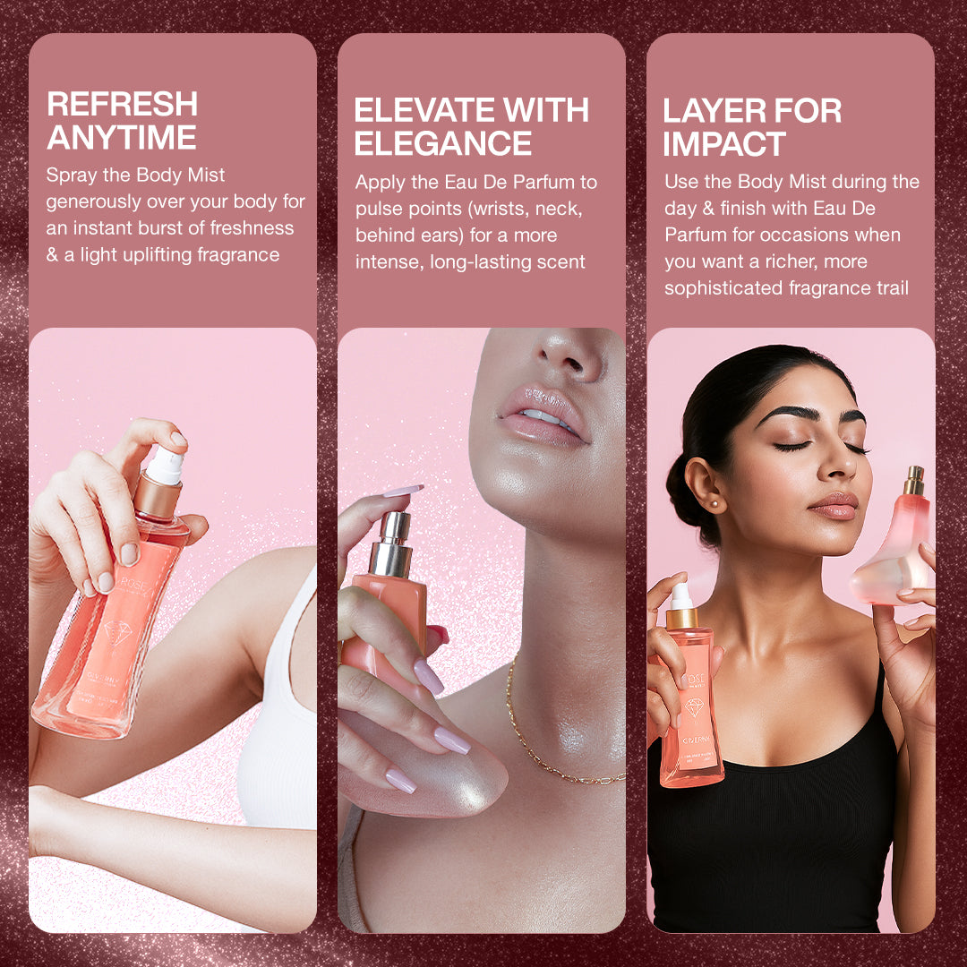 Rose Diamond Gift Set – 2 Pcs | Eau De Parfum 100ml & Body Mist - 100 ml