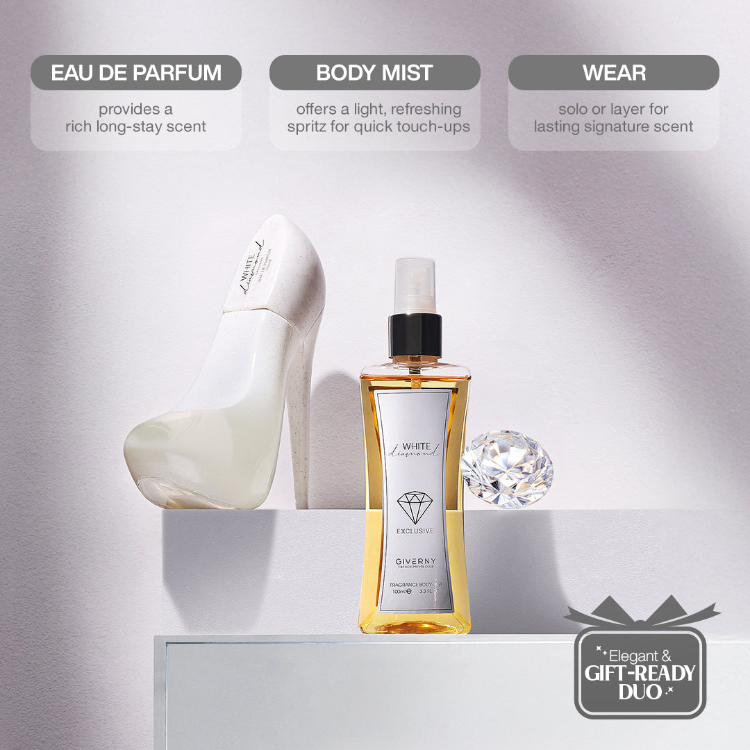 White Diamond Gift Set – 2 Pcs | Eau De Parfum 100ml & Body Mist - 100 ml