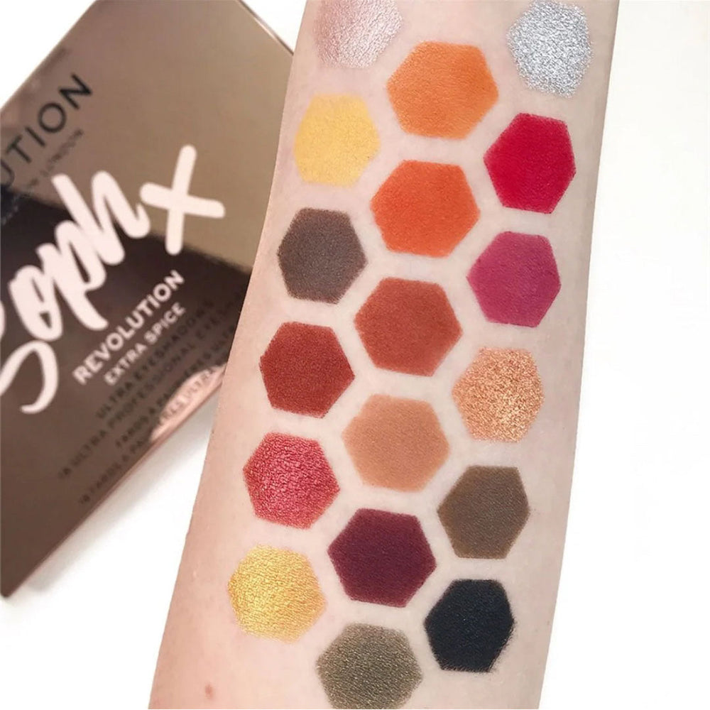 HOK Makeup Makeup Revolution X Sophx Extra Spice Makeup Revolution Eye Palettes. Eye Shadow Eyes Eyeshadow Eyeshadow Palette Hok Makeup Makeup Makeup revolution Palettes