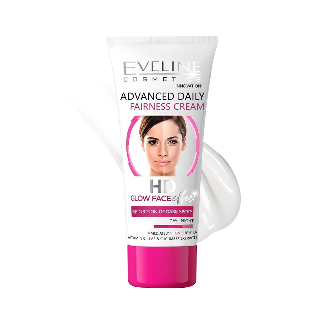 Eveline Cosmetics Advanced Daily Fairness Cream HD Glow Face Effect 1 Tone Fairer 40ml