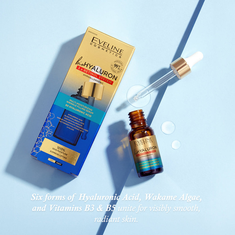 Eveline Cosmetics Biohyaluron 3X Retinol System Multi-Moisturizing Wrinkle Filling Serum 18ml