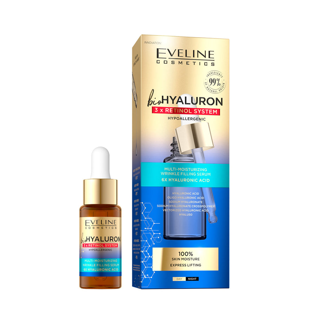 Eveline Cosmetics Biohyaluron 3X Retinol System Multi-Moisturizing Wrinkle Filling Serum 18ml