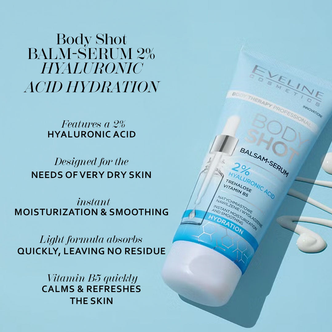 Eveline Cosmetics Body Shot Balm-serum 2% Hyaluronic Acid Hydration 200 ml