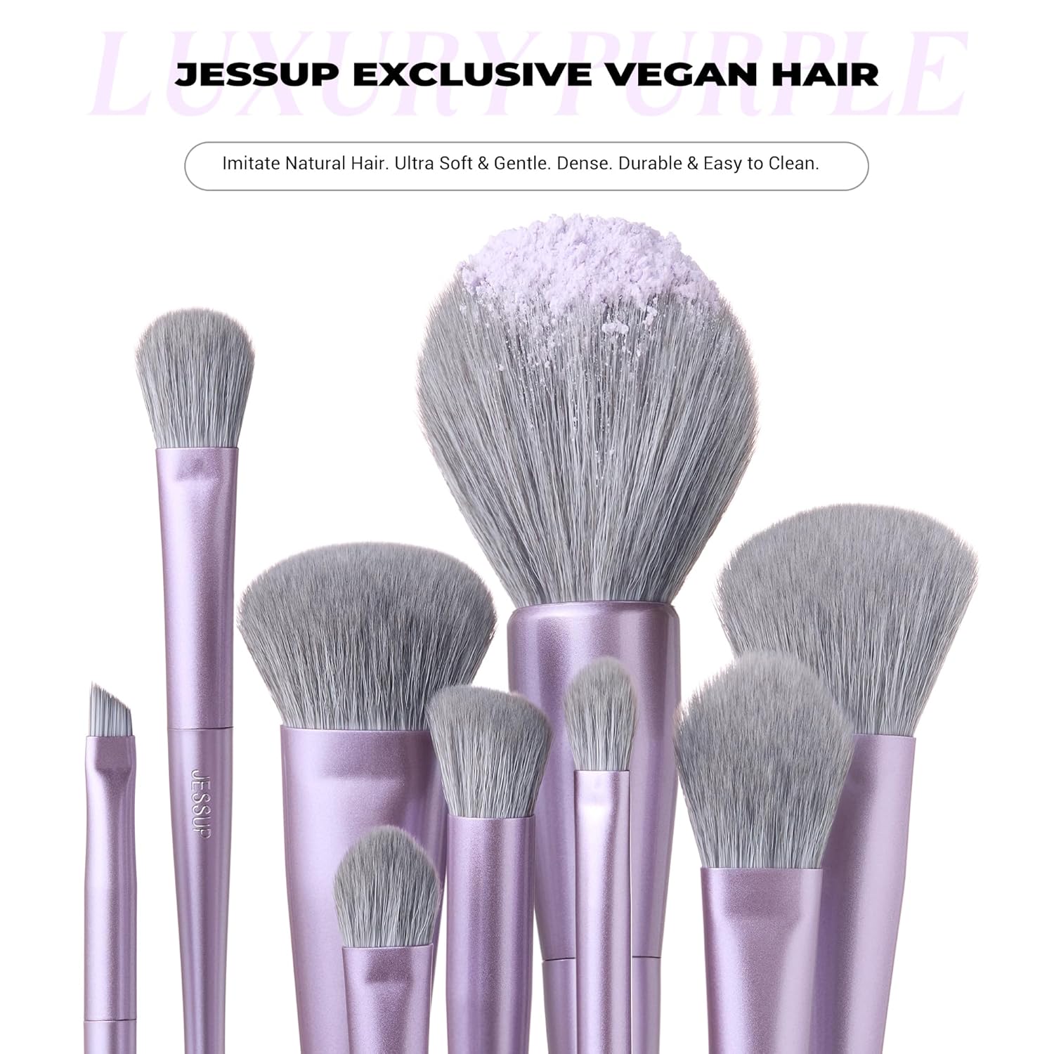 Jessup Makeup Luxury Purple Makeup Brush Set of 14pcs