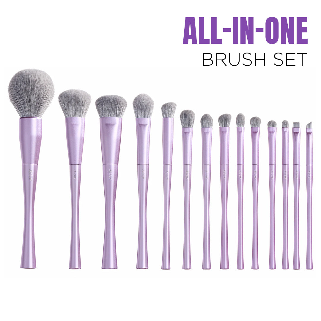 Jessup Makeup Luxury Purple Makeup Brush Set of 14pcs