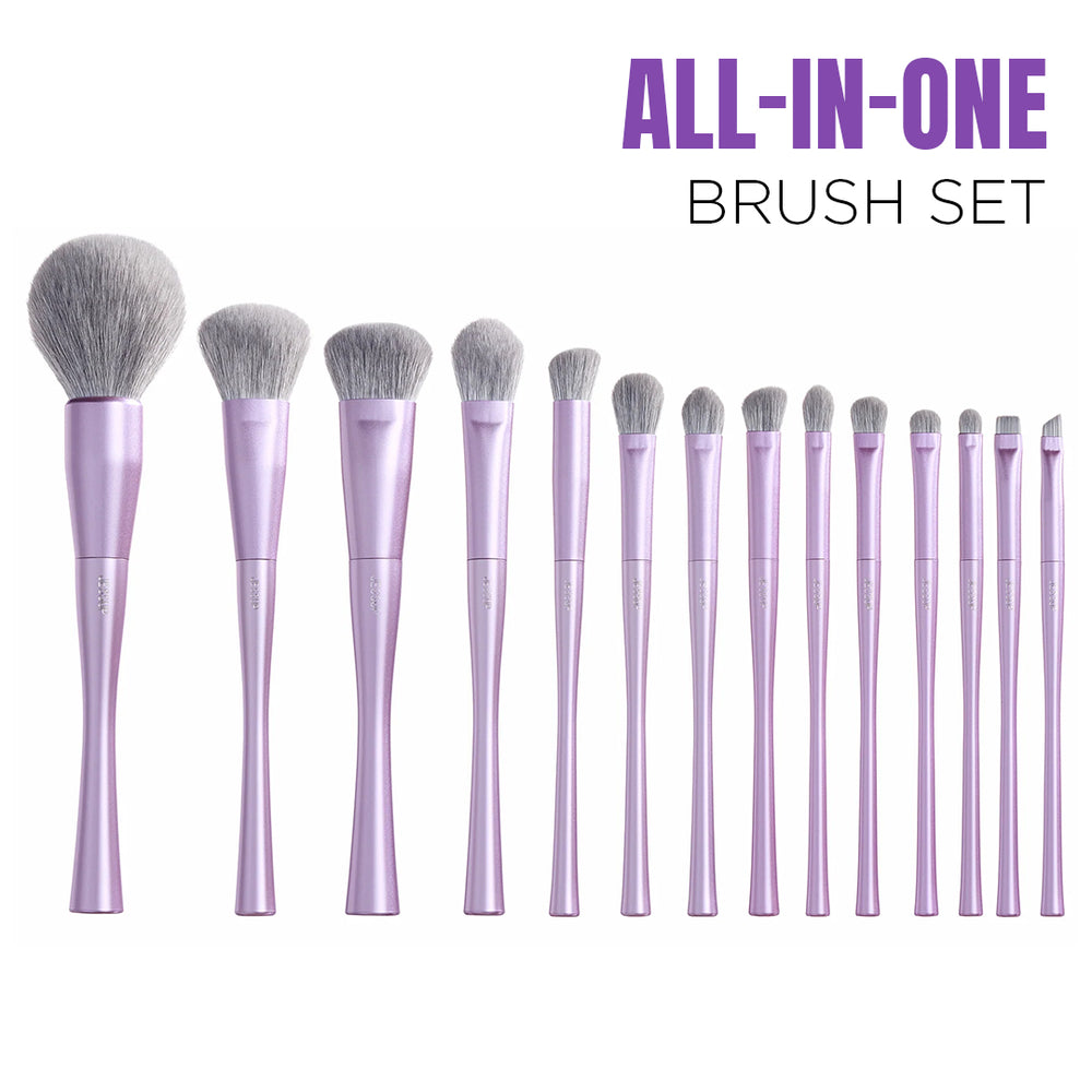 Jessup Makeup Luxury Purple Makeup Brush Set of 14pcs
