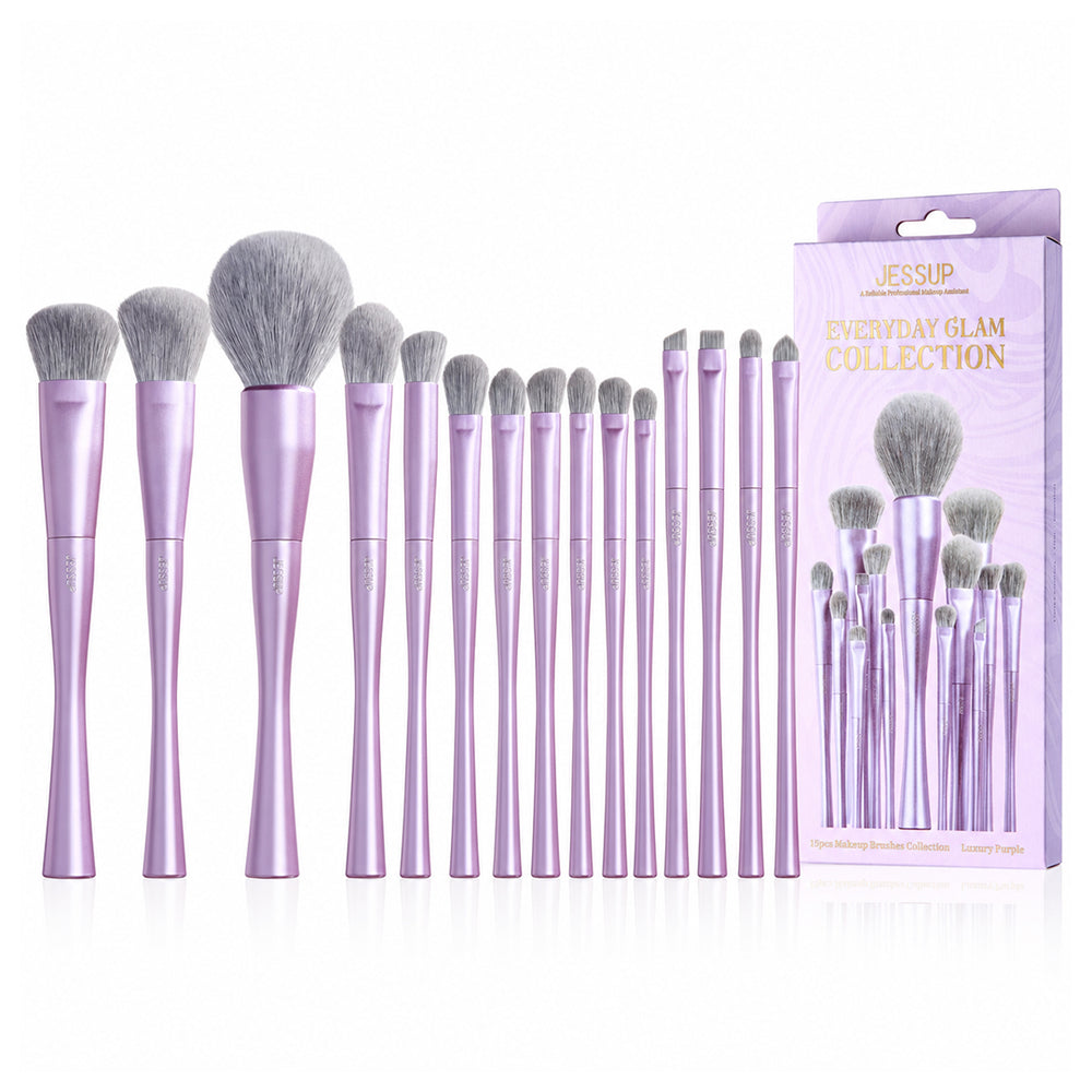 Jessup Makeup Luxury Purple Makeup Brush Set of 14pcs