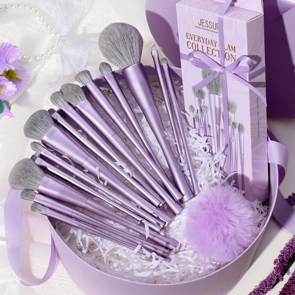 Jessup Makeup Luxury Purple Makeup Brush Set of 14pcs