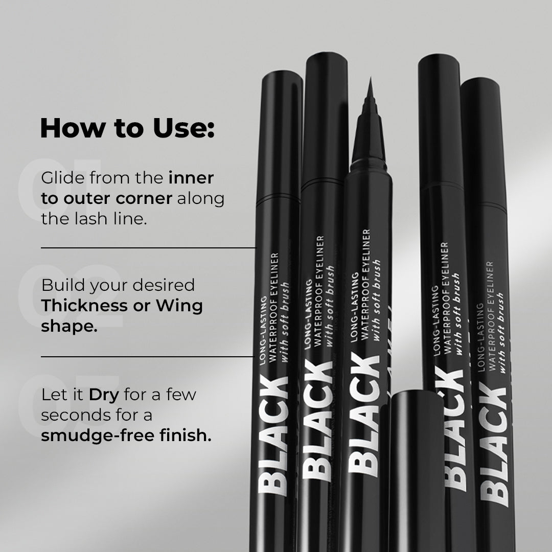 LAMEL Black Eyeliner with Soft Brush