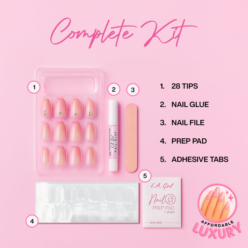 L.A. Girl Luxe Shine Nail Fave Artificial Nail Tips - 28 Pc Kit