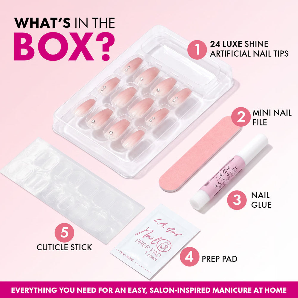 L.A. Girl Luxe Shine Nail Fave Artificial Nail Tips - 28 Pc Kit