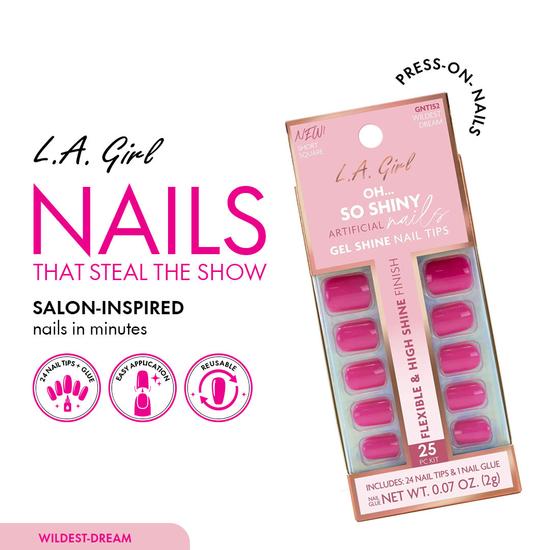 L.A. Girl Oh So Shiny Artificial Nail Tips - 25 Pc Kit