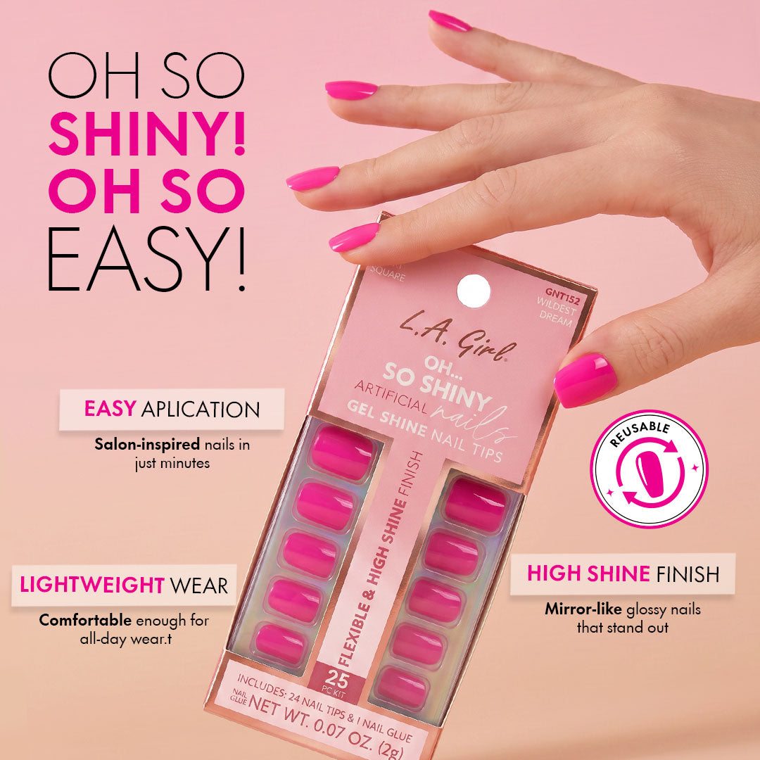 L.A. Girl Oh So Shiny Artificial Nail Tips - 25 Pc Kit