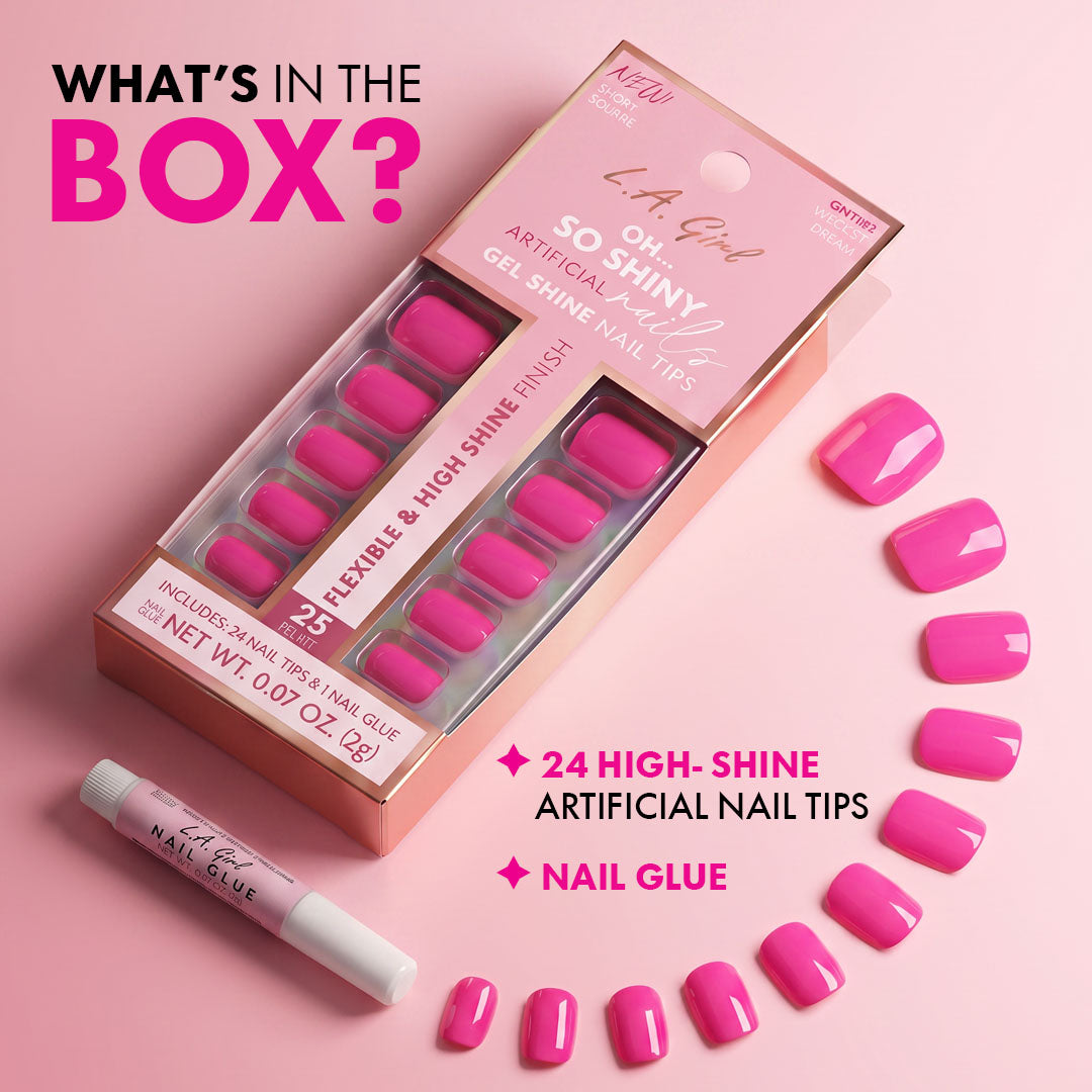 L.A. Girl Oh So Shiny Artificial Nail Tips - 25 Pc Kit