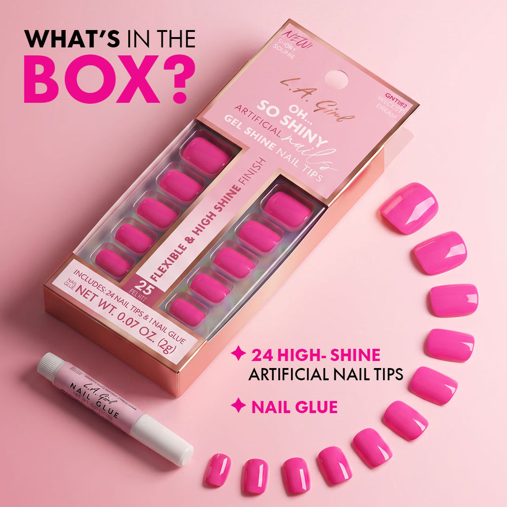 L.A. Girl Oh So Shiny Artificial Nail Tips - 25 Pc Kit