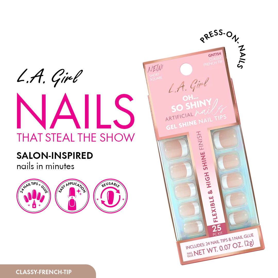 L.A. Girl Oh So Shiny Artificial Nail Tips - 25 Pc Kit