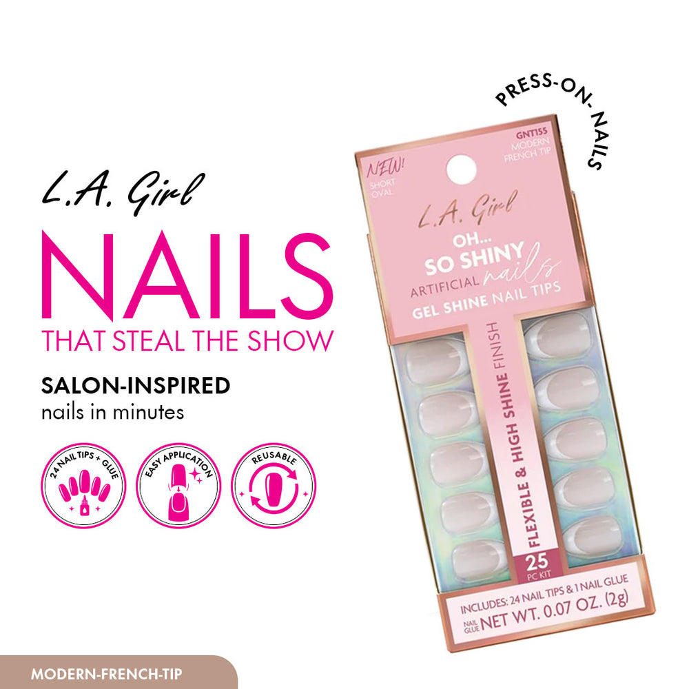 L.A. Girl Oh So Shiny Artificial Nail Tips - 25 Pc Kit