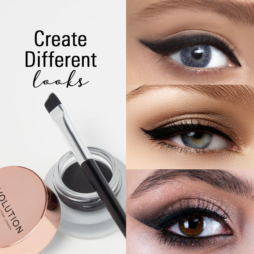 Makeup Revolution Gel Eyeliner Pot With Brush - Black