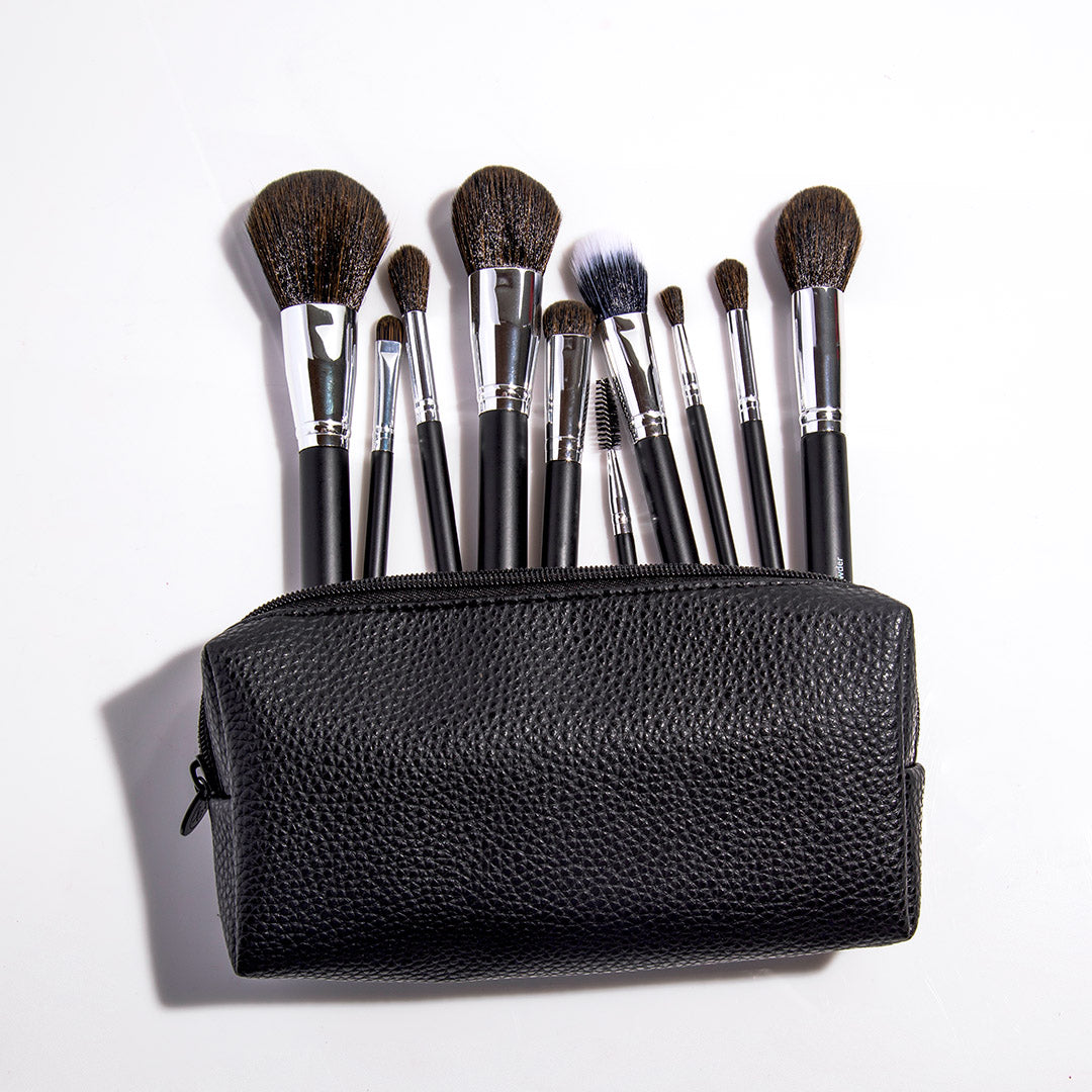 BH Cosmetics Ultimate Essentials - 10 Piece Face & Eye Brush Set with Bag