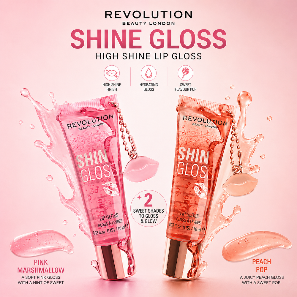 Makeup Revolution Shine Lip Gloss - Pack of 2