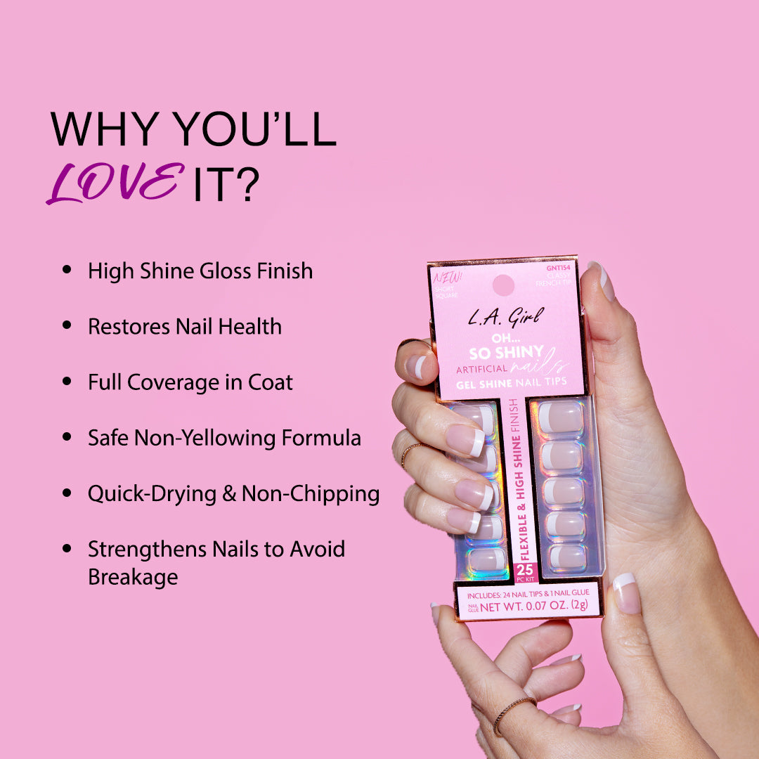 L.A. Girl Oh So Shiny Artificial Nail Tips - 25 Pc Kit