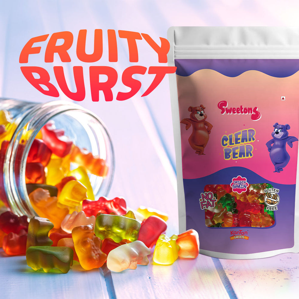 Sweetons Clear Bear Gummy Candy - Pack of 3 (50 gm each)