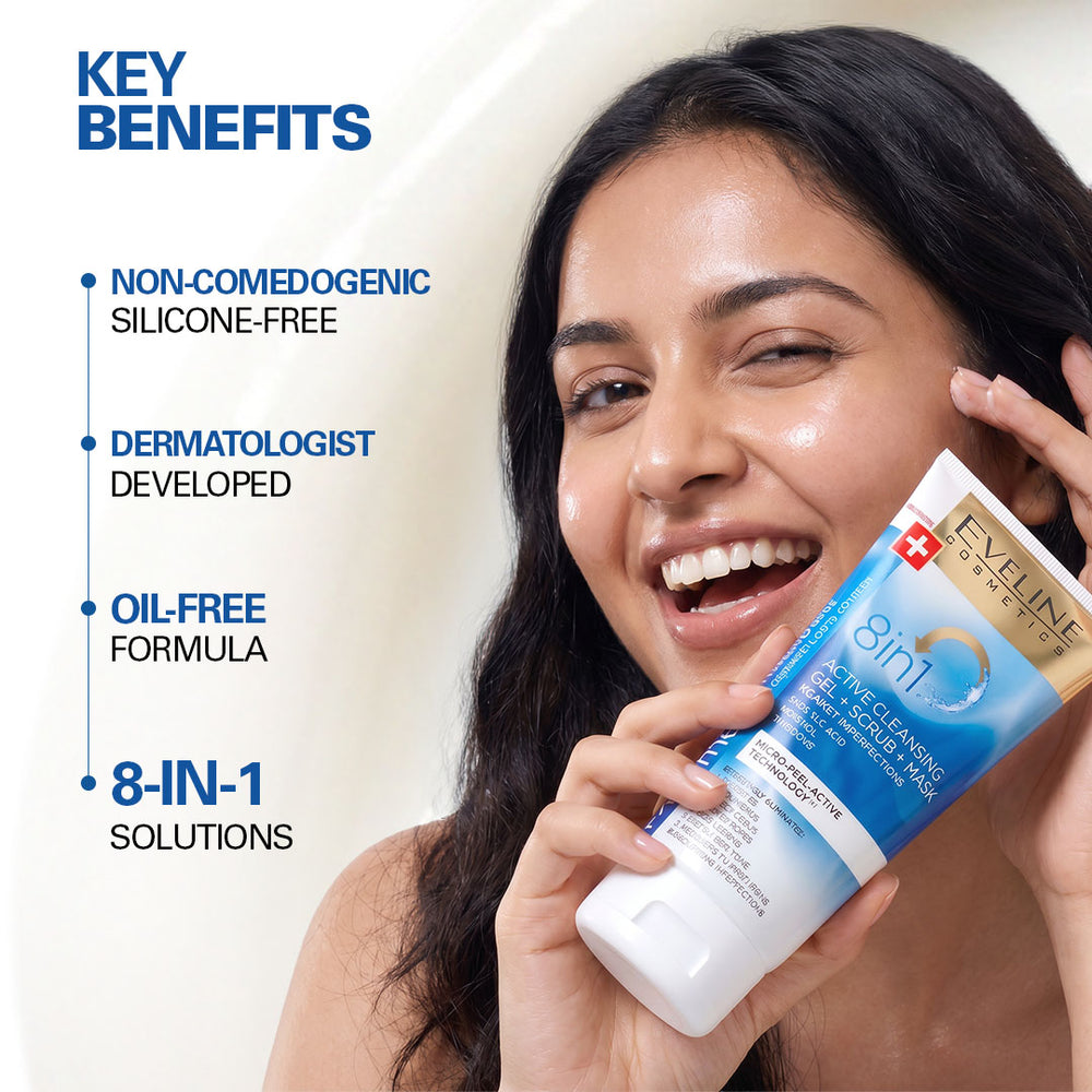 Eveline Cosmetics Facemed+ 8 in 1 Active Cleansing Gel+Scrub+Mask 150ml
