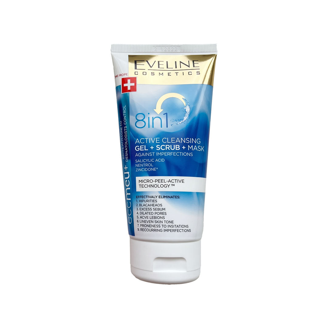 Eveline Cosmetics Facemed+ 8 in 1 Active Cleansing Gel+Scrub+Mask 150ml