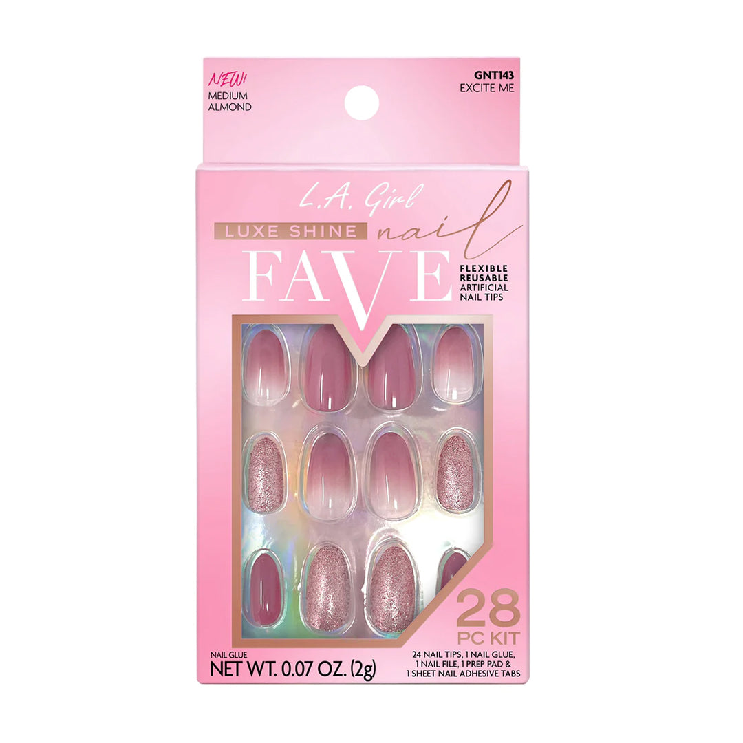 Luxe Shine Nail Fave Artificial Nail Tips-Excite Me - 28 Pc Kit