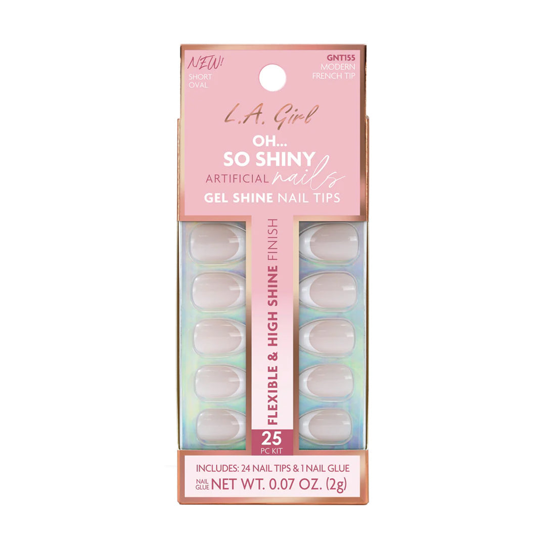 L.A. Girl Oh So Shiny Artificial Nail Tips-Modern French Tip - 25 Pc Kit